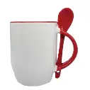 Mug with spoon red and white 350 ml UPSB884.webp