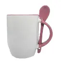 Mug with spoon pink and white 350 ml UPSB886.webp