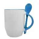 Mug with spoon light blue and white 350 ml UPSB888.webp