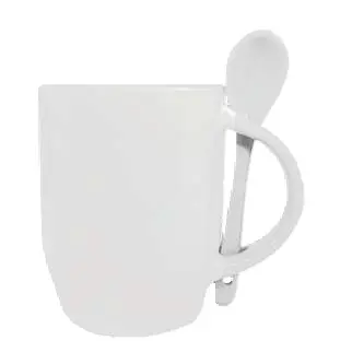 Mug with spoon white 350 ml UPSB836.webp