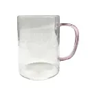 Mug glass pink handle clear 450 ml SB8243.webp