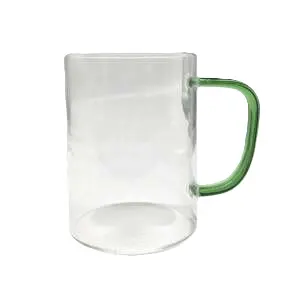 Mug glass green handle clear 450 ml SB8242.webp
