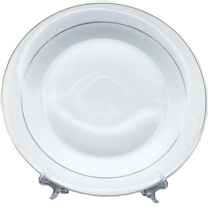 Plate with stand 8" Gold rim