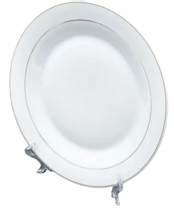 Plate with stand 10" Gold rim