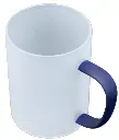 Glass mug blue handle