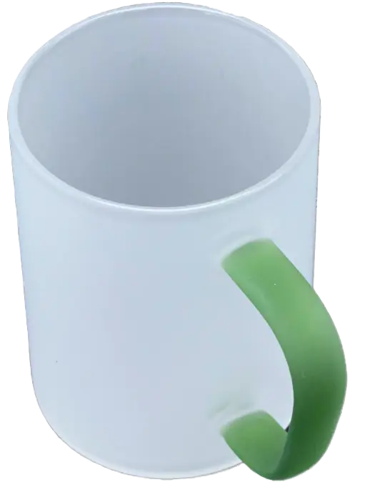 Glass mug green handle