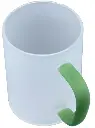 Glass mug green handle
