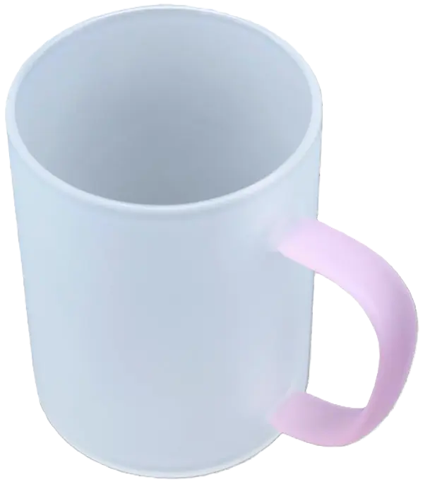 Glass mug pink handle