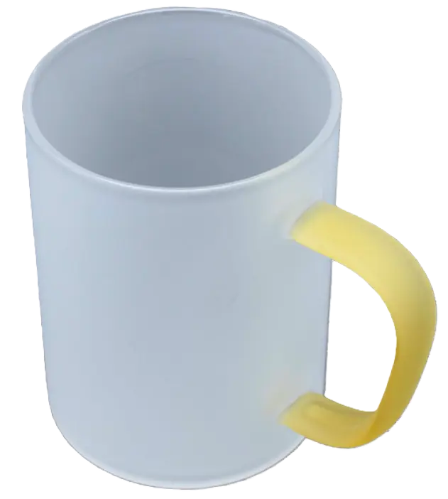 Glass mug yellow handle
