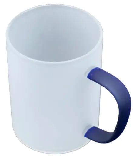 Glass mug blue handle