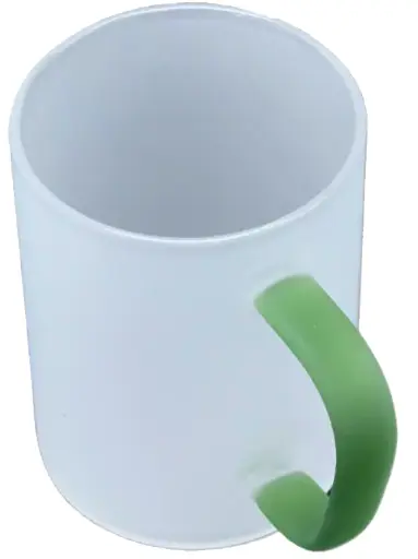 Glass mug green handle