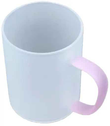 Glass mug pink handle