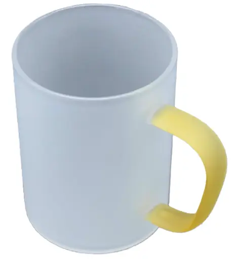 Glass mug yellow handle